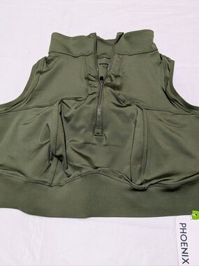 Phoenix Olive Zip-Front Sleeveless Prague Crop Bra Size 2X DDD-H